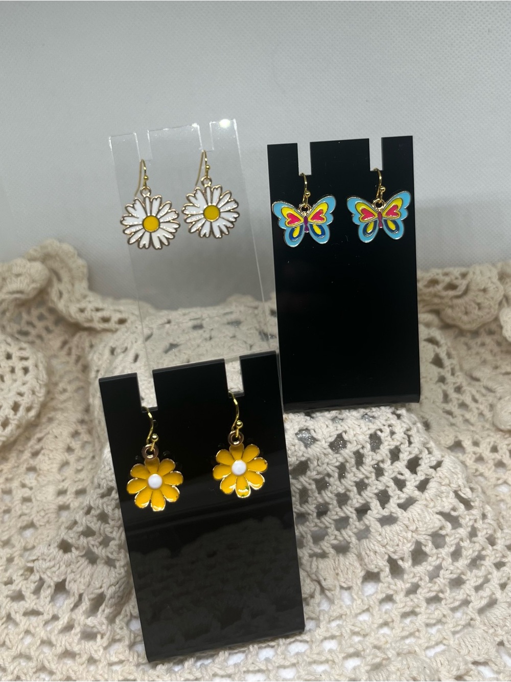Handmade Gold-Tone enamel earrings